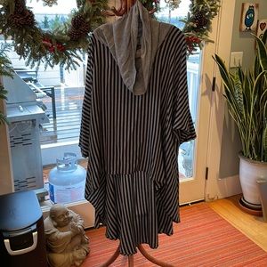 Black & Grey striped asymmetric tunic- one size